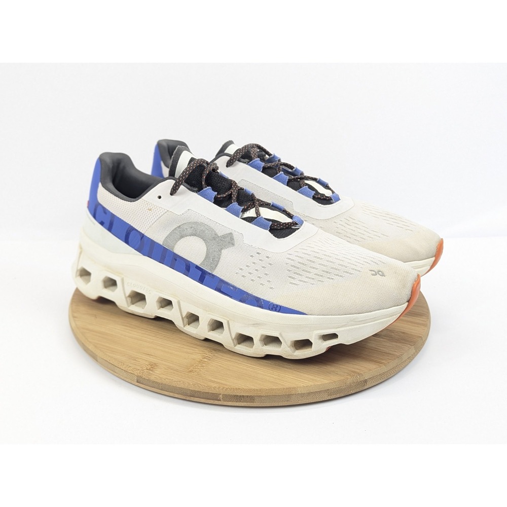 On Cloud Monster Mens 13 Shoes Running Sneakers White Blue Athletic Walking